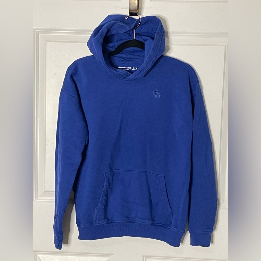 Abercrombie Kids Blue Hoodie 15/16 A&F Essentials Moose Logo Thumbholes